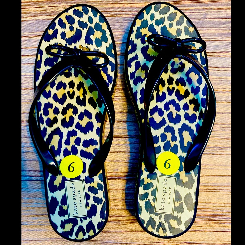 KATE SPADE ‘Rhett’ Leopard Bow Wedge Sandals size 9